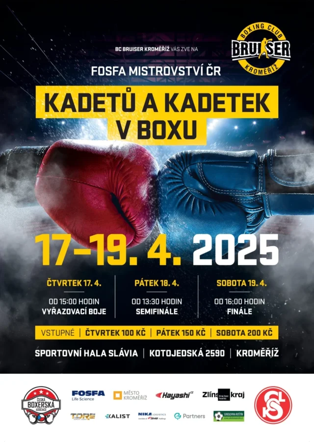 Mistrovství ČR kadetů a kadetek v boxu 17. – 19.4.2025 Kroměříž